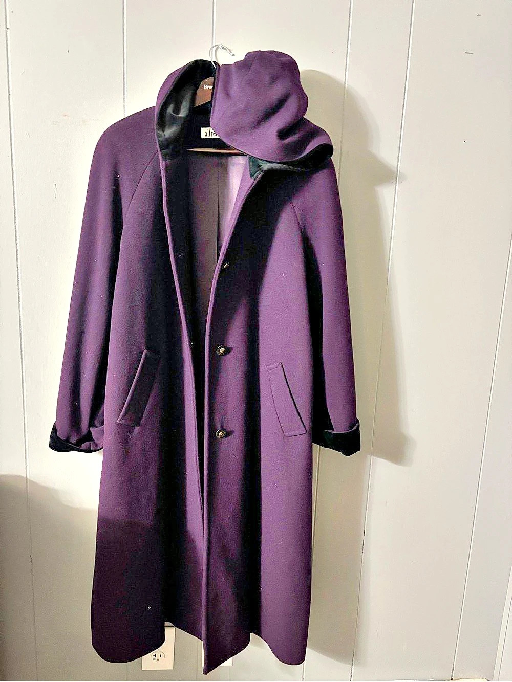 Alfred Dunner Purple Hooded Wool Blend Coat Size 16P